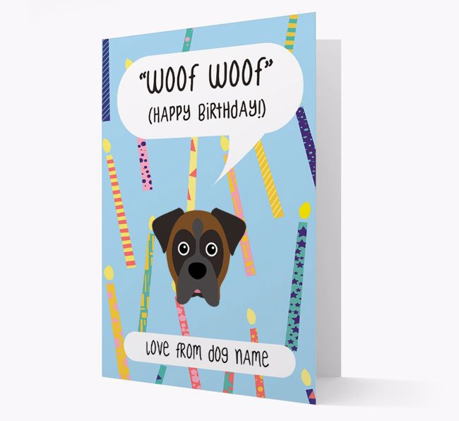 Personalized 'Woof Woof' Birthday Card with {breedFullName} Icon